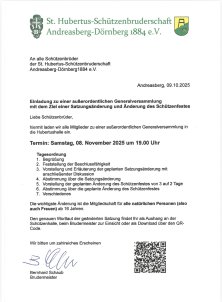 Einladung zu einer außerordentlichen Generalversammlung Flyer