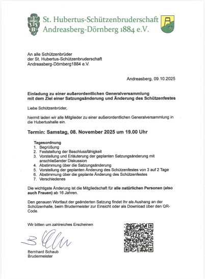 Einladung zu einer außerordentlichen Generalversammlung