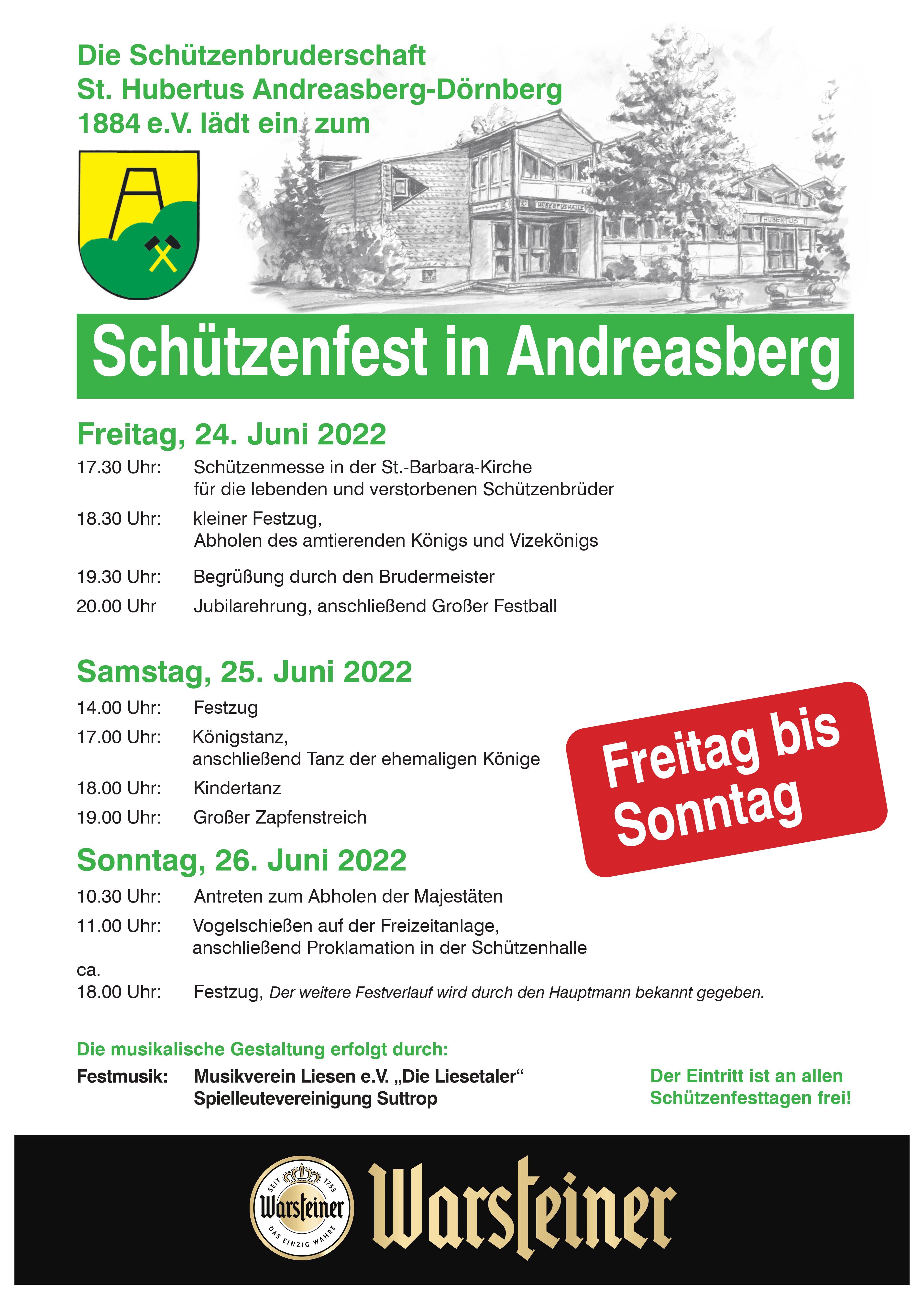 Festplan für das Schützenfest 2022