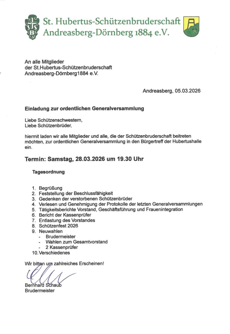 Einladung zur ordentlichen Generalversammlung202