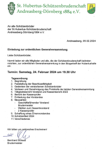 Einladung zur ordentlichen Generalversammlung 2024