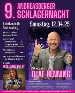9. Andreasberger Schlagernacht Vorverkauf gestartet